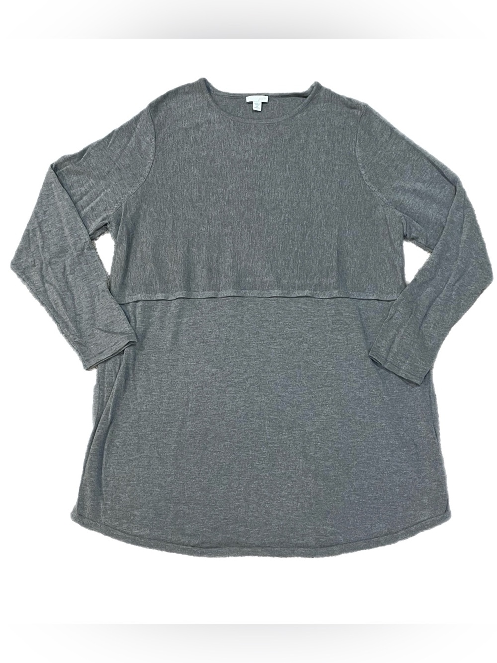 J. Jill Grace Tunic Wool Blend Gray Long Sleeve Side Slit Office Capsule Size 1X